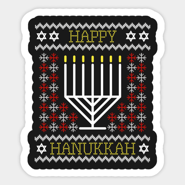 Happy Hanukkah Ugly T Shirt for Men & Women Sticker by mnktee